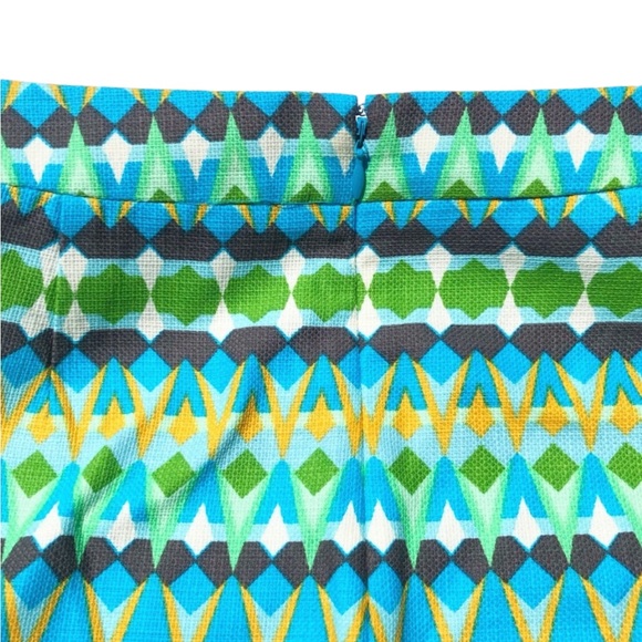 J Crew Pencil Skirt Turquoise And Green Cotton Print, Size 6 EUC - Picture 7 of 16